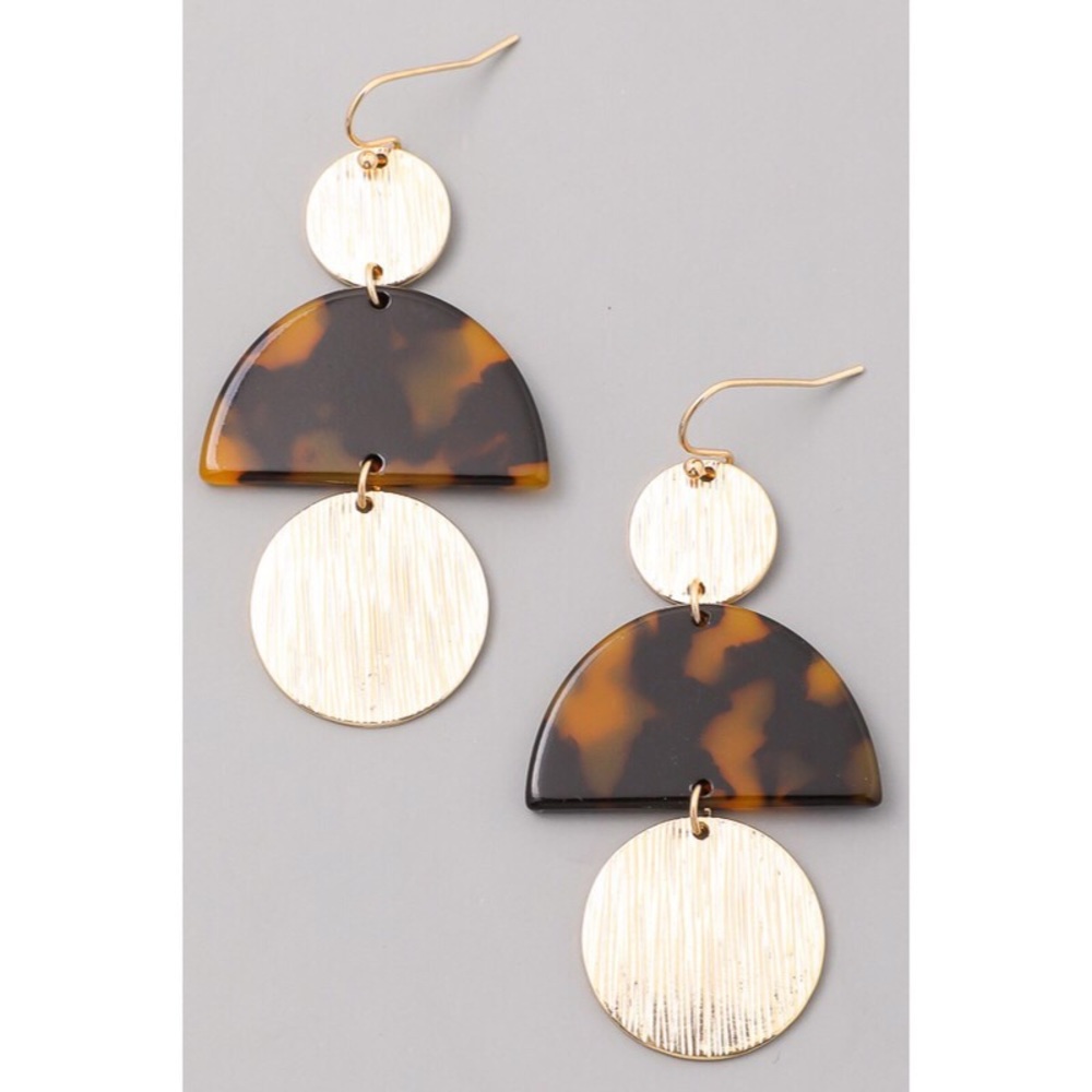 Gold Brown Acrylic Statement Earrings